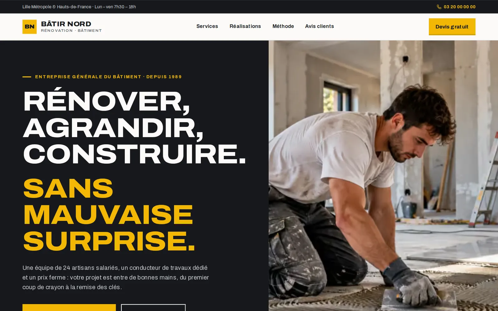 Capture d’écran du site Bâtir Nord