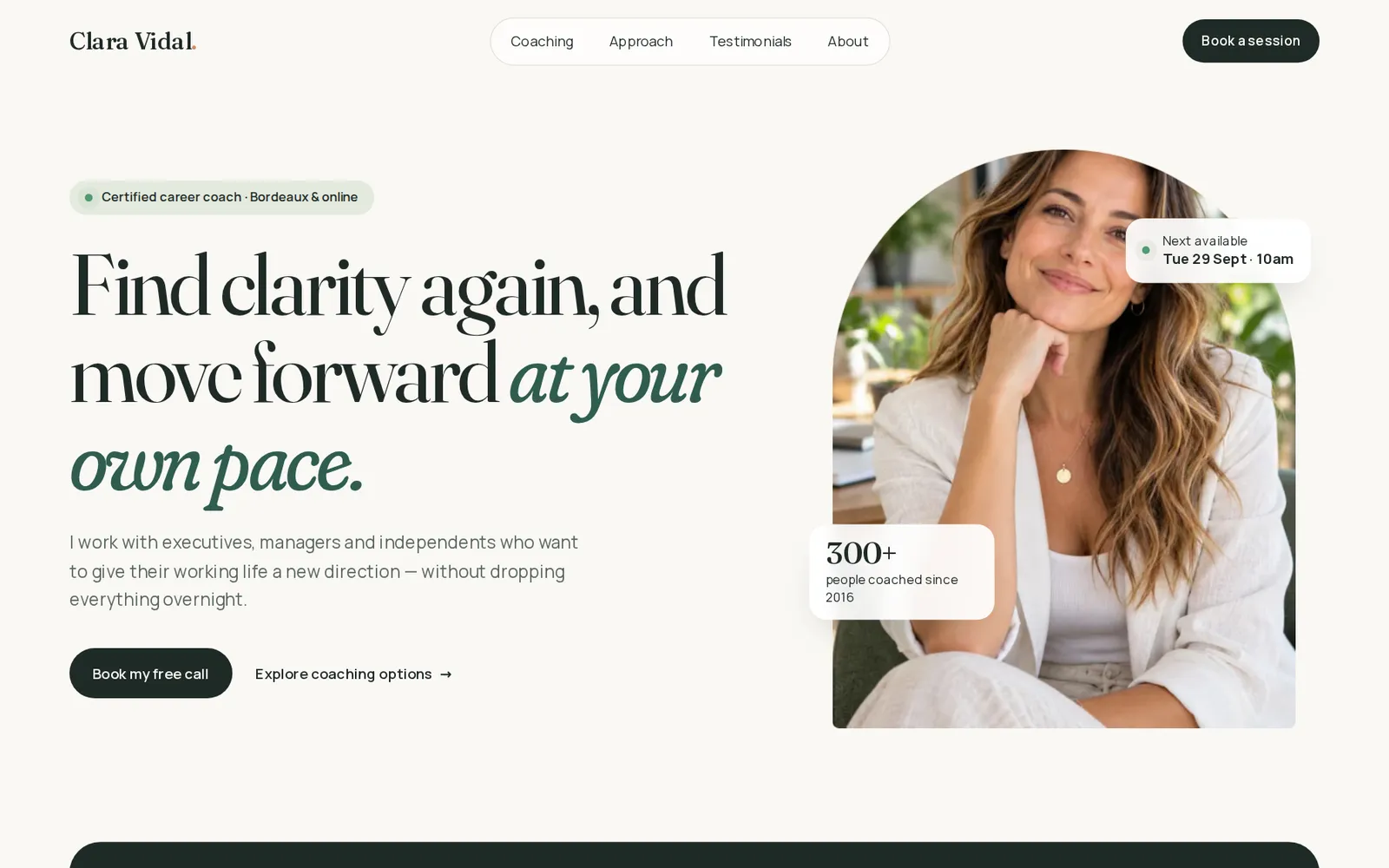 Screenshot of the Clara Vidal website